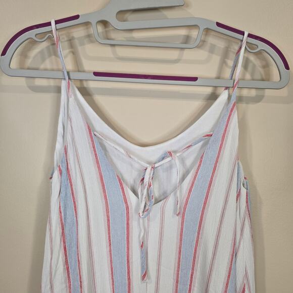Women's Soprano White Striped Spaghetti Strap Shark Bite Dress | Size Small - Picture 6 of 9